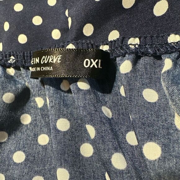 SHEIN Curve Plus Size 0X Navy Blue Polka Dot Midi Cami Dress V-Neck Sleeveless - Picture 4 of 5